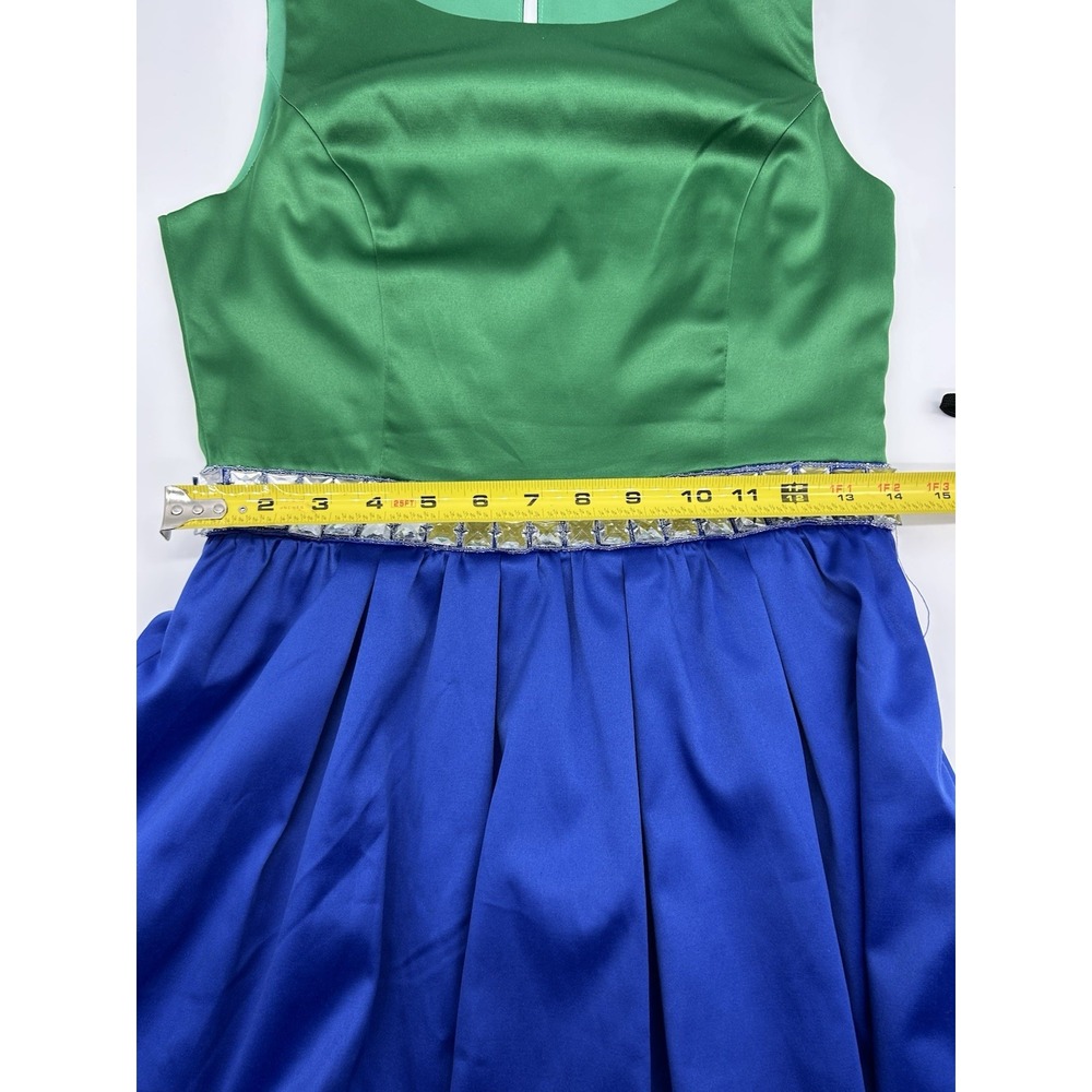 Pim & Larkin‎ Bejeweled Coctail Dress Emerald Green and Sapphire Blue Size Small - Picture 9 of 11